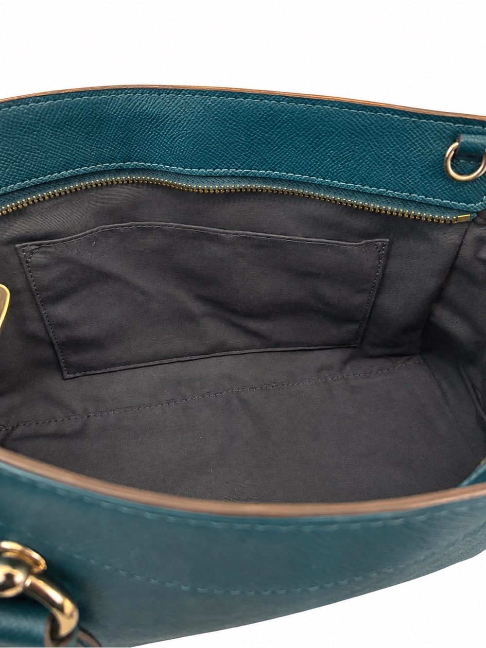 Coach Kailey Carryall Satchel Bag Purse in Teal Blue Green Crossgrain Leather - Picture 11 of 14